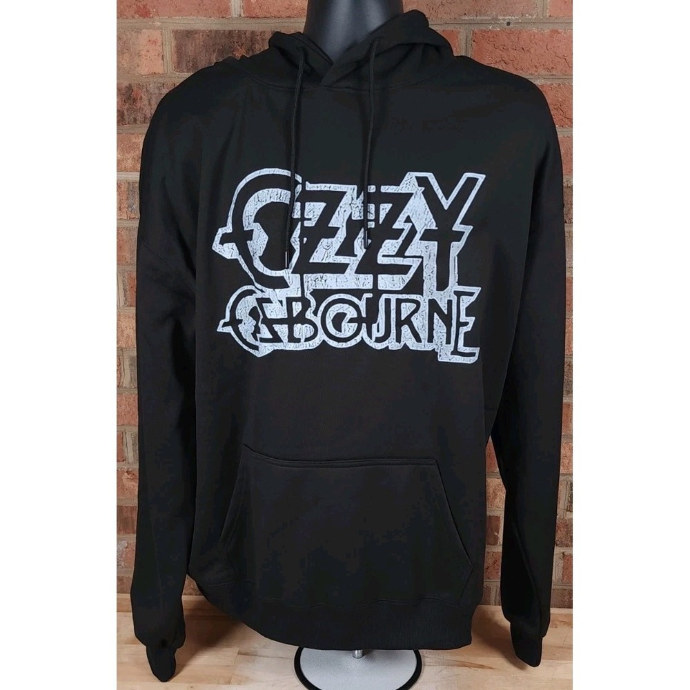 Ozzy Osbourne Spellout Logo Black Pull Over Hoodie Sweatshirt Mens 3XL‎